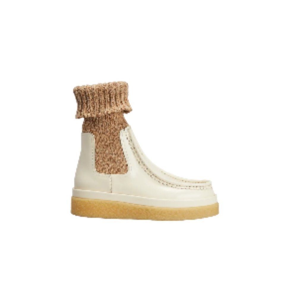 Chloe PF22 Jamie Sock Ankle Boots Eggshell 38 NWT (Note Regarding Box)